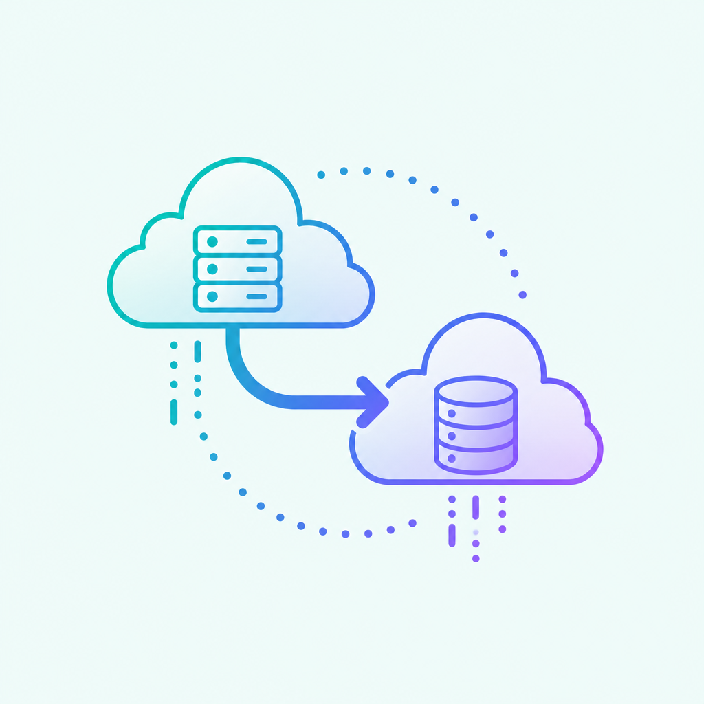 Source cloud to target cloud migration icon