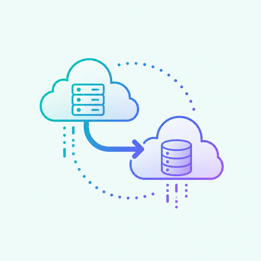 Source cloud to target cloud migration icon