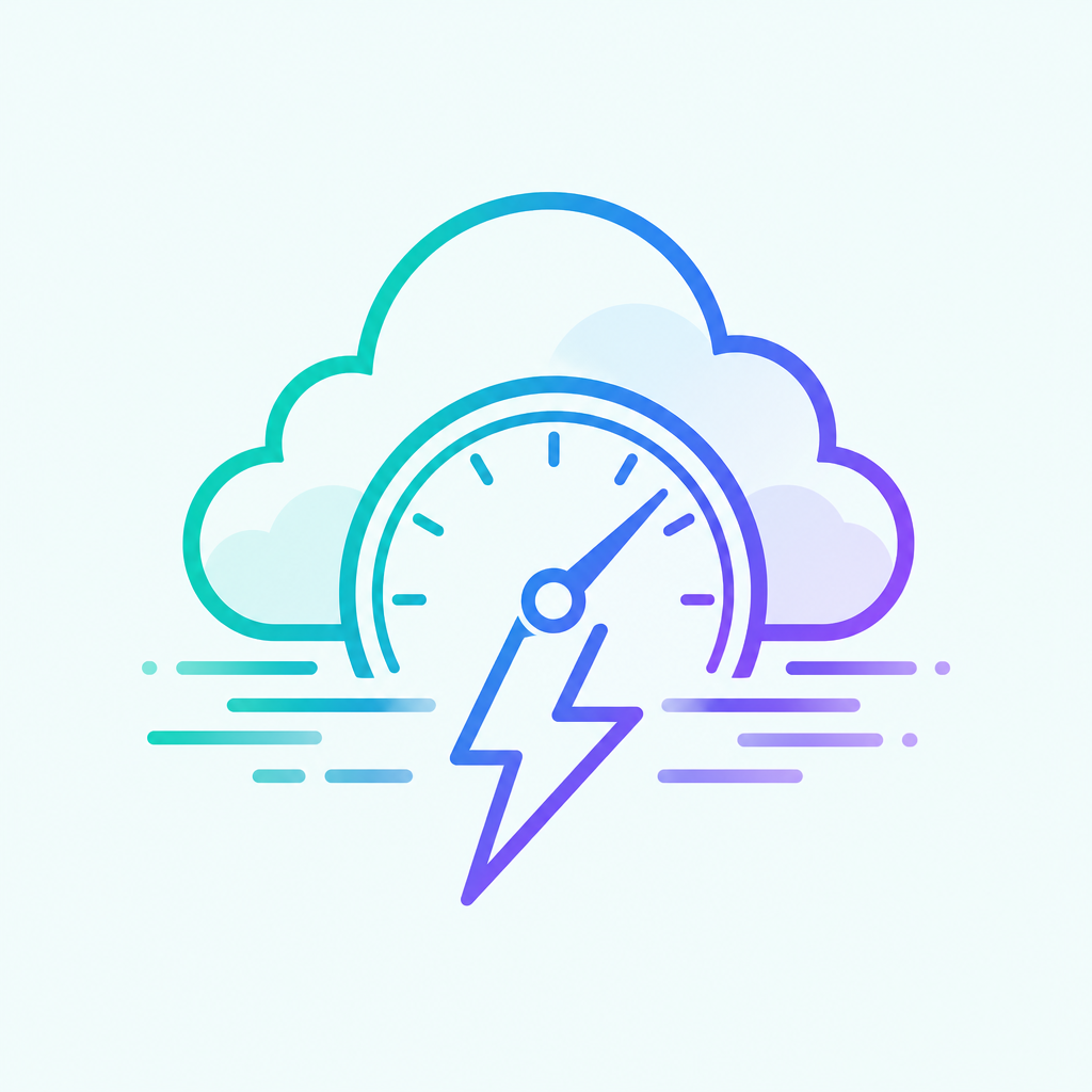 Fast cloud data transfer speed icon