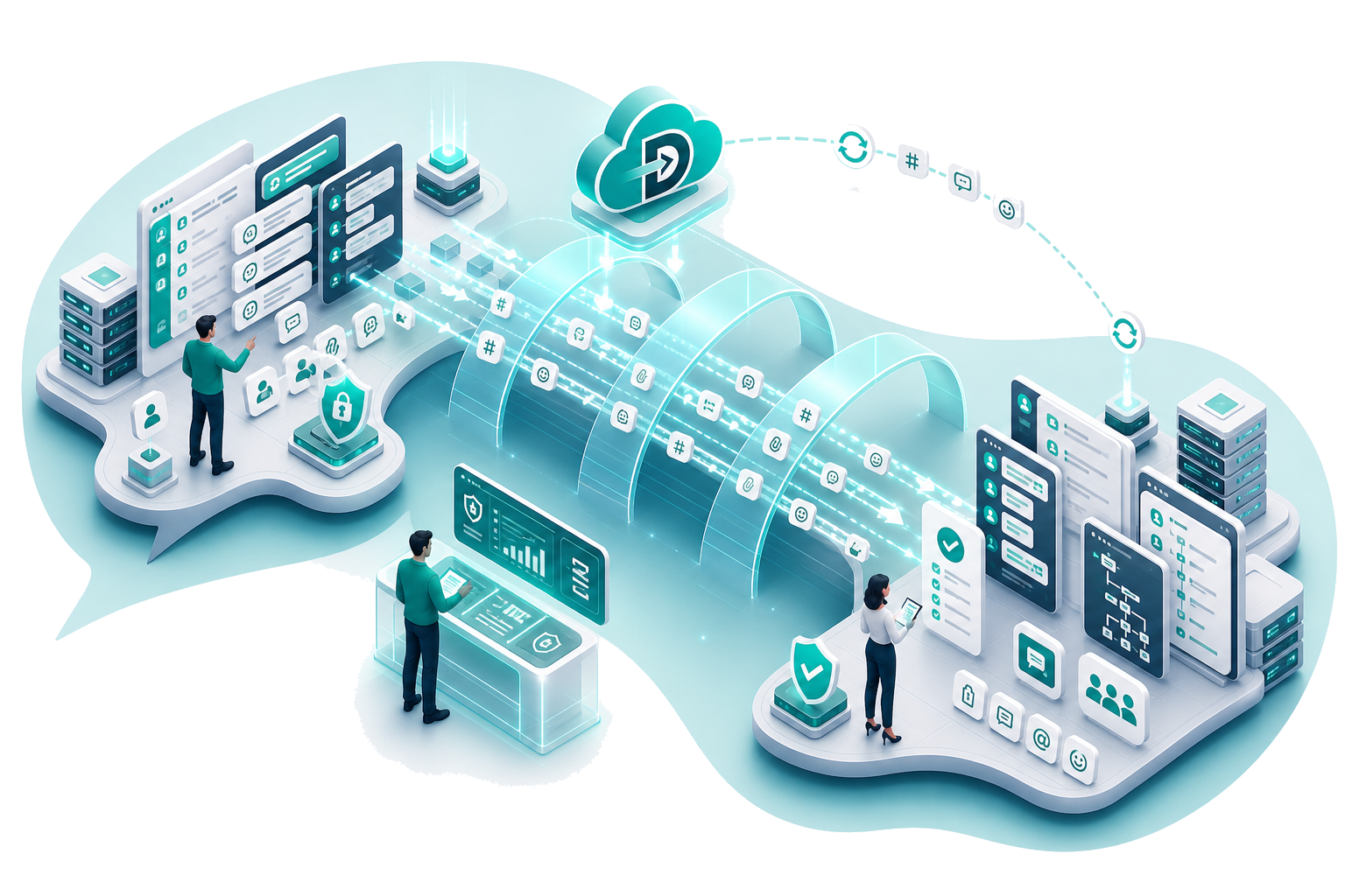 Enterprise chat migration across secure collaboration bridge