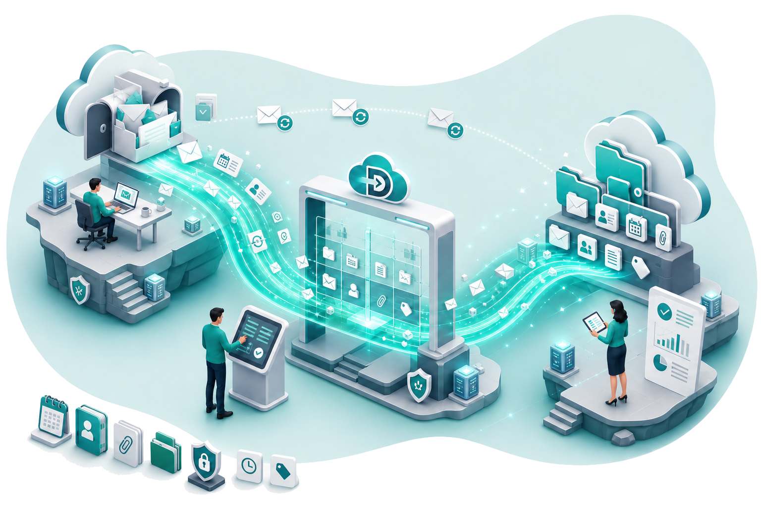 Enterprise email migration with secure mailbox delta synchronization