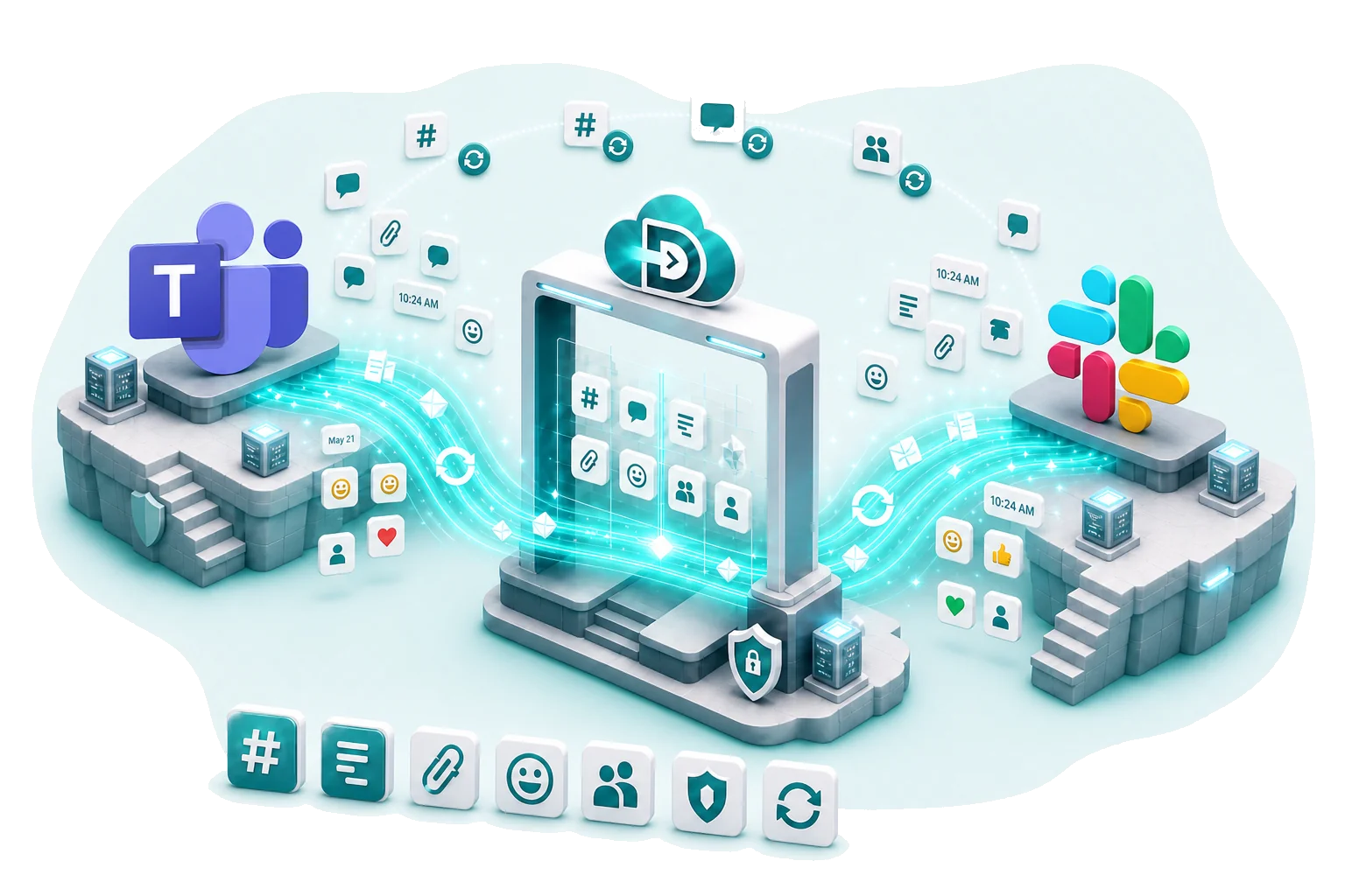Data Relocate Microsoft Teams to Slack migration — secure transfer with permissions and collaboration data