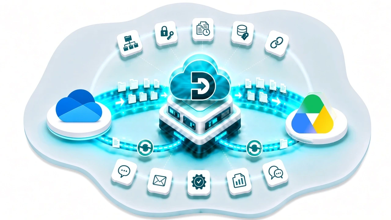 Data Relocate OneDrive for Business to Google Drive migration — secure transfer with permissions and collaboration data