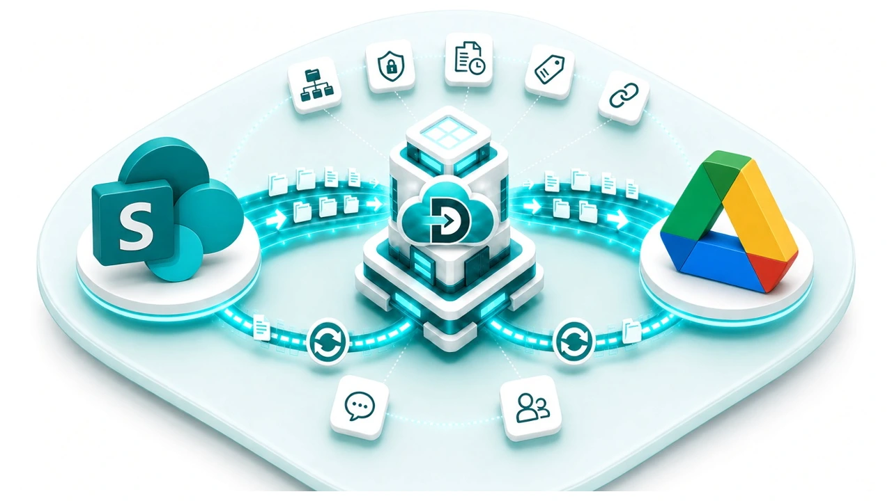 Data Relocate SharePoint Online to Google Shared Drives migration — secure transfer with permissions and collaboration data