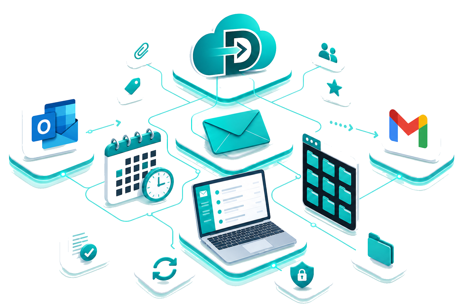 Data Relocate Outlook to Gmail migration — secure transfer with permissions and collaboration data