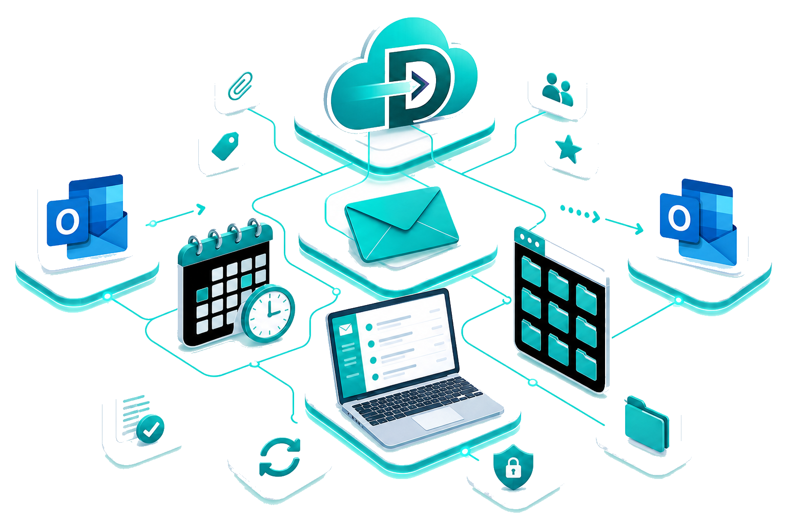 Data Relocate Outlook to Outlook migration — secure transfer with permissions and collaboration data