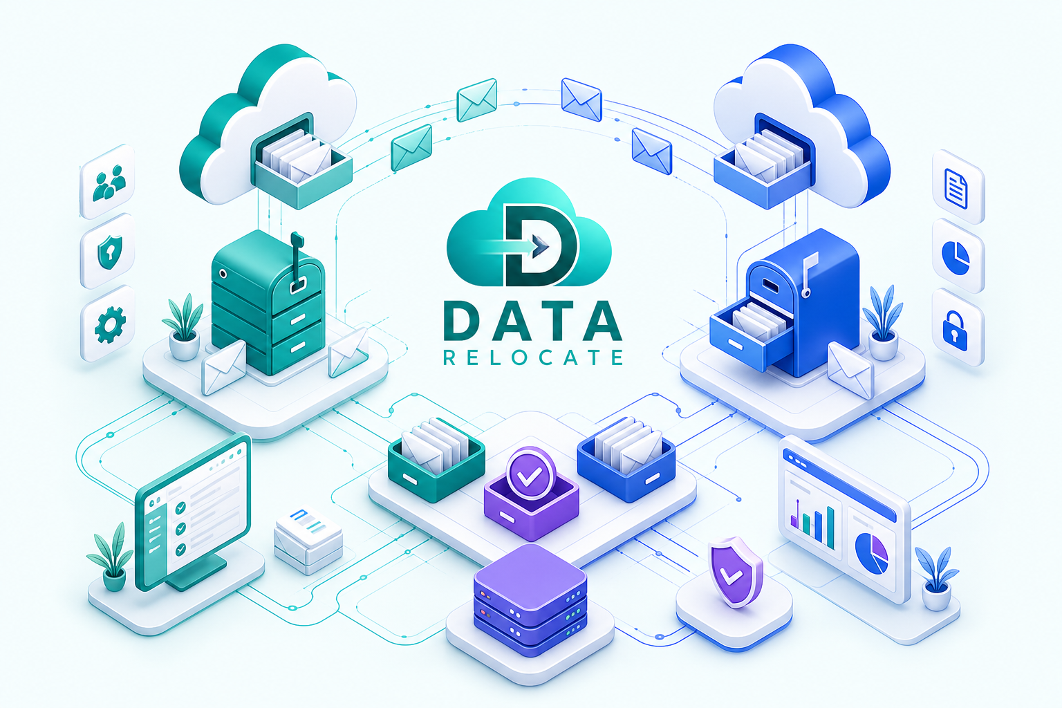 Data Relocate email migration with mailboxes moving between clouds