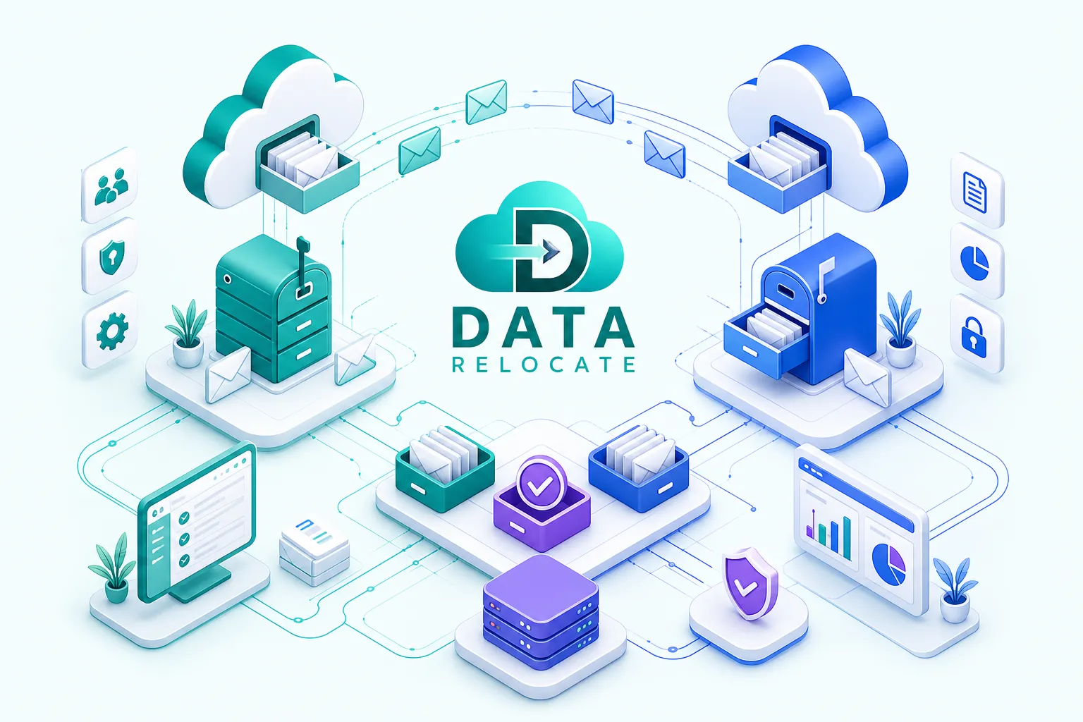 Data Relocate email migration with mailboxes moving between clouds