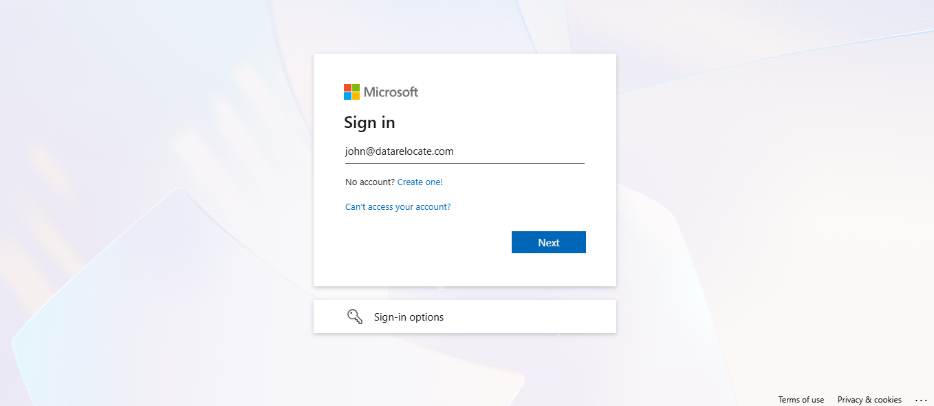 Authenticate Outlook Microsoft 365 OAuth in Data Relocate